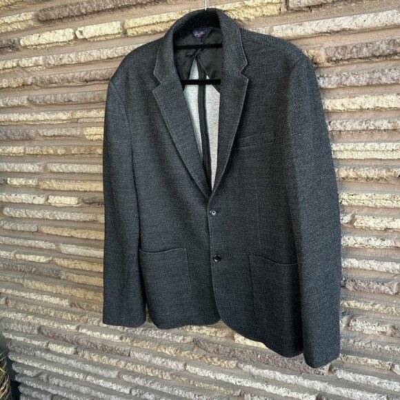 Good Man Brand Men's Black Textured Wool Blend Unstructured Jacket Blazer XL - Picture 9 of 11